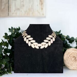 Creamy White Statement Necklace, 20" Long, 1.5" Wide
